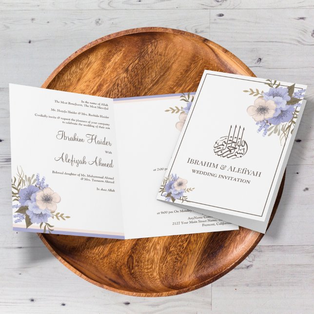 Soft Lavender Floral Islamic Muslim Wedding Invitation (Creator Uploaded)