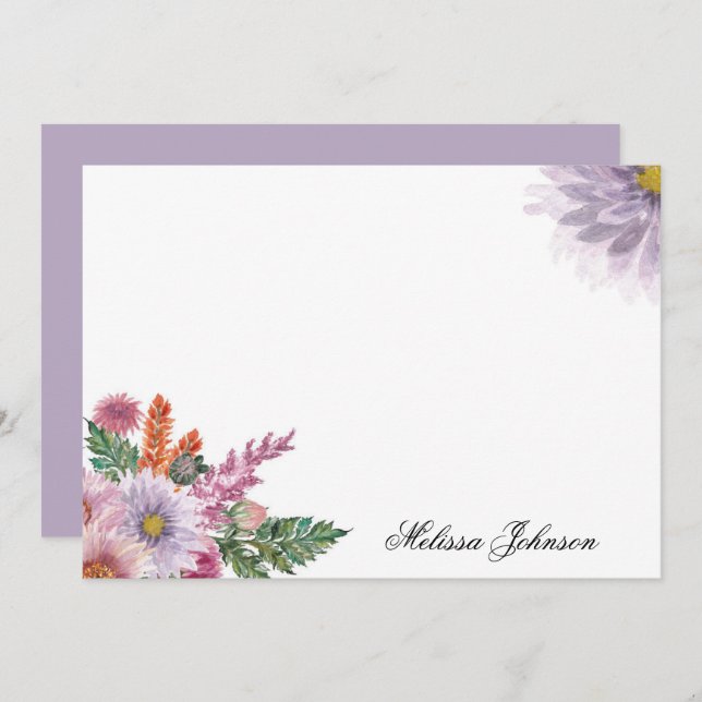 Soft Lavender Floral Personalised Card (Front/Back)