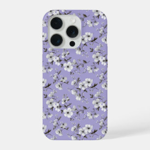 Soft Lavender Flower White Floral Pattern iPhone 15 Pro Case