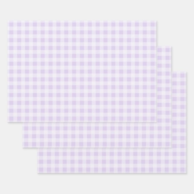 Soft Lavender Gingham Wrapping Paper Sheets (Set)