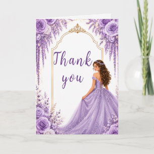 Soft Lavender Gold Floral Sweet Sixteen Party Thank You Card