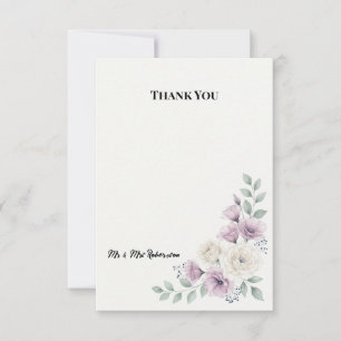 Soft Lavender Green Botanical Wedding Thank You Ca Card