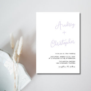Soft Lavender Minimal Modern Calligraphy Wedding Invitation