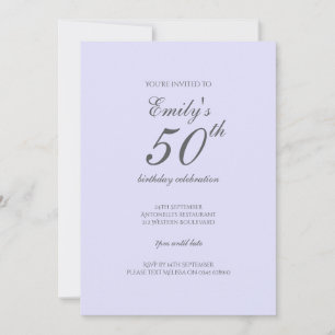 Soft Lavender Minimalist 50th Birthday Invitation