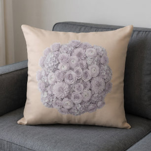 Soft Lavender & Pale Grey Floral Cushion