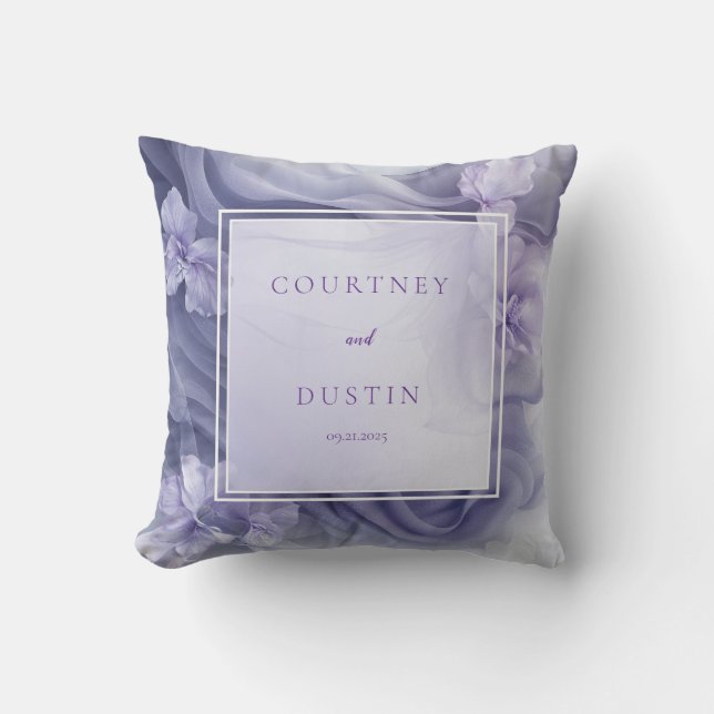 Soft Lavender Purple Chiffon Fabric Monochrome Cushion (Front)