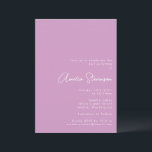 Soft Lavender Purple Minimalist Modern Bat Mitzvah Invitation<br><div class="desc">This elegant Bat Mitzvah invitation features a soft lavender background with modern white typography,  combining sleek all-caps with graceful handwritten script for the celebrant’s name. The minimalist layout creates a clean,  sophisticated tone perfect for a contemporary ceremony and luncheon. Ideal for spring and feminine-themed events.</div>