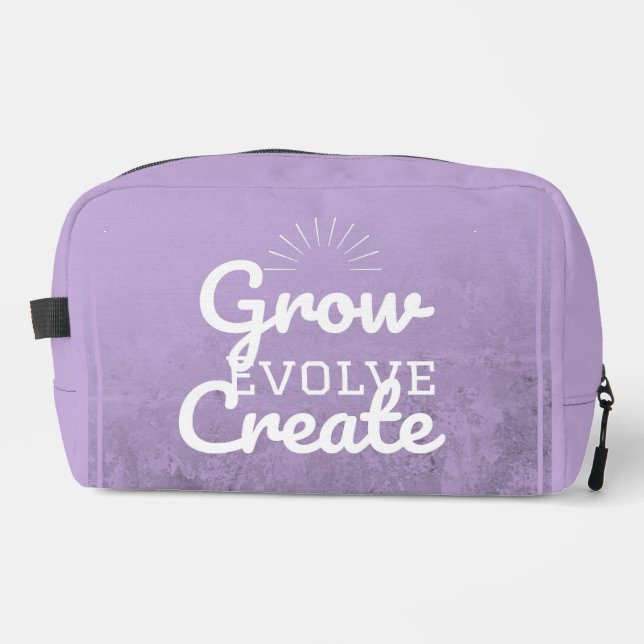 Soft Lavender-Purple with White Typography  Dopp Kit (Front)