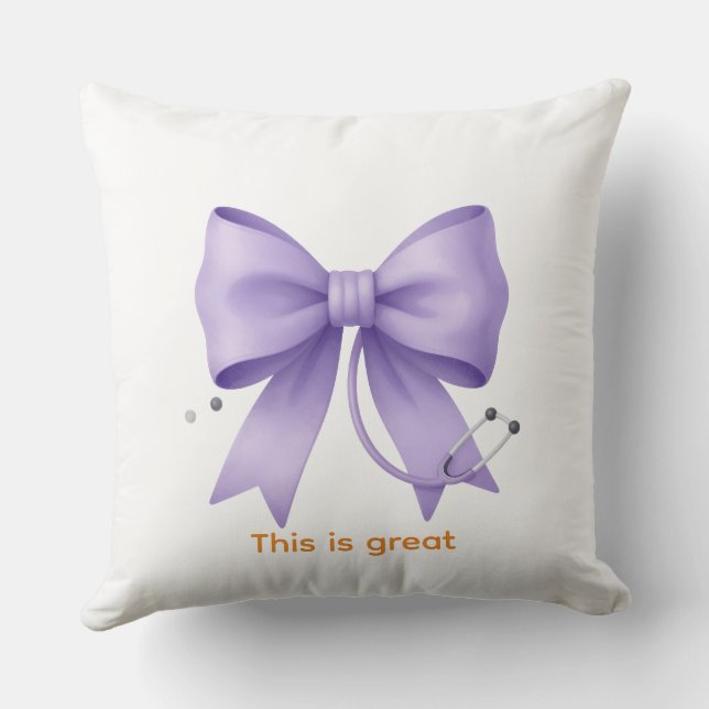Soft Lavender Stethoscope Bow Cushion (Back)