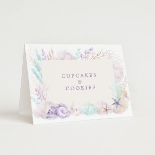 Soft Lavender Teal Ocean Food Labels Place Cards