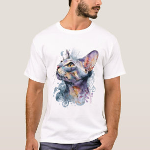 Soft Lavender Watercolor Cat Face Dreamy Art T-Shirt