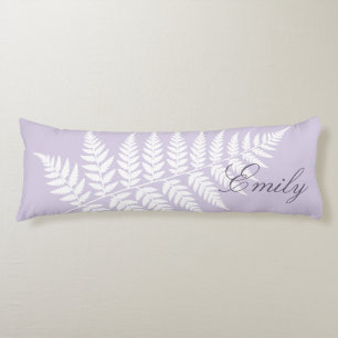 Soft Lavender White Fern Elegant Minimalist Body Cushion