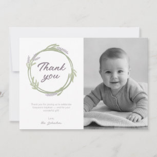 Soft Lavender Wreath Flat Thank You Card Girls