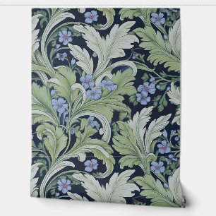Soft Leaves and Periwinkle Botanical Wallpaper