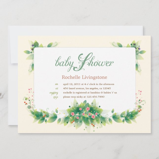 Soft Leaves Garden Baby Shower Invitation (Front)