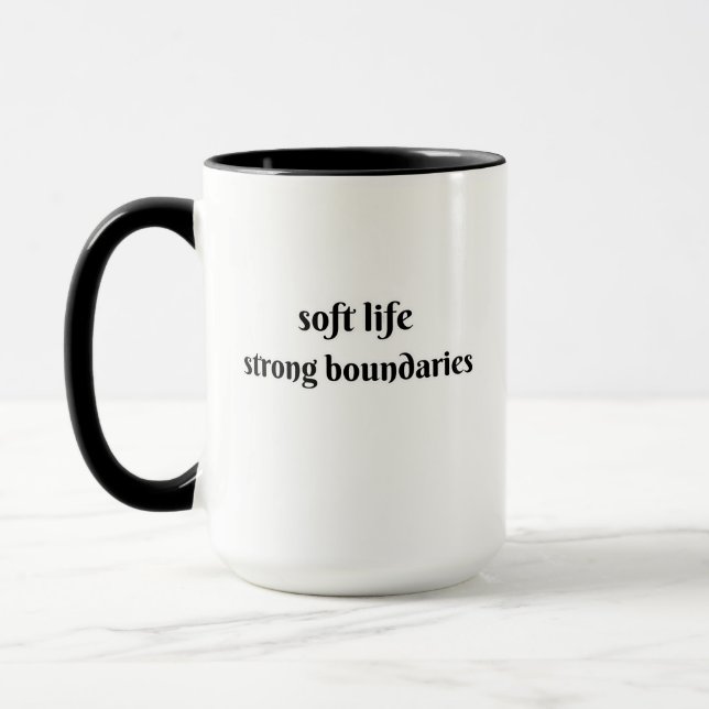 soft life strong boundaries mug (Left)