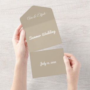 Soft Light Beige Background – Wedding Design All In One Invitation