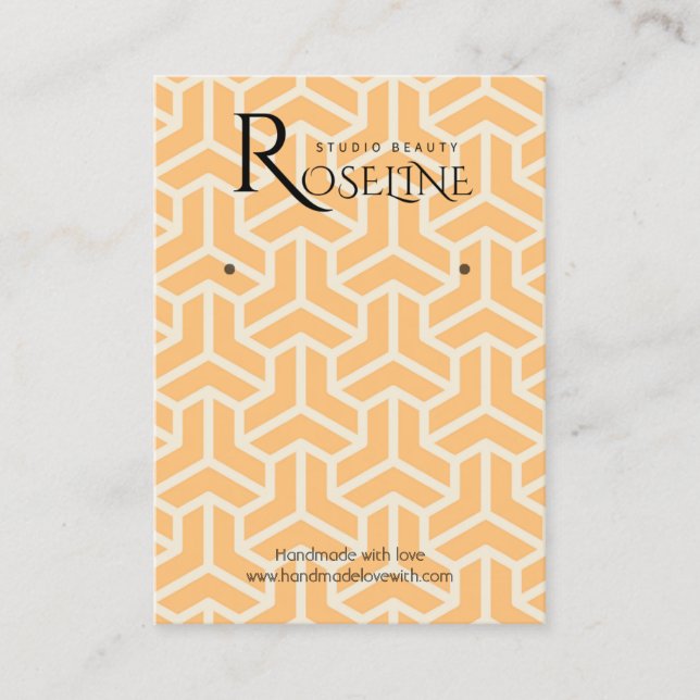 Soft Light Orange Geometric jewlery display  Business Card (Front)