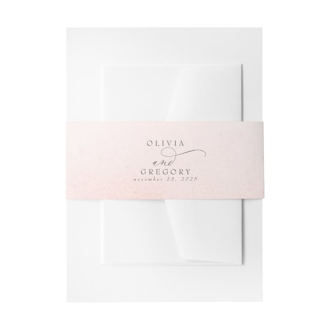 Soft Light Pink Elegant Wedding Invitation Belly B Band (Front Example)
