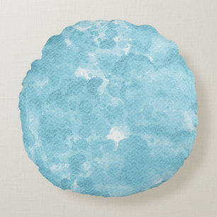 Soft Light Sky Blue Watercolor Wash Round Cushion