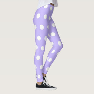 Soft Lilac and White Polka Dot Pattern Girly Cute Leggings