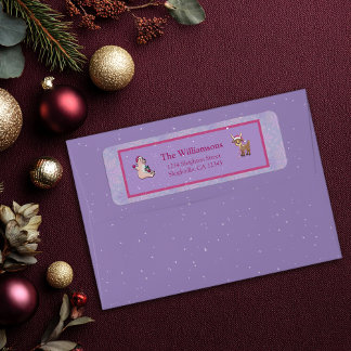 Soft Lilac Deer & Bear Holiday Return Address Return Address Label