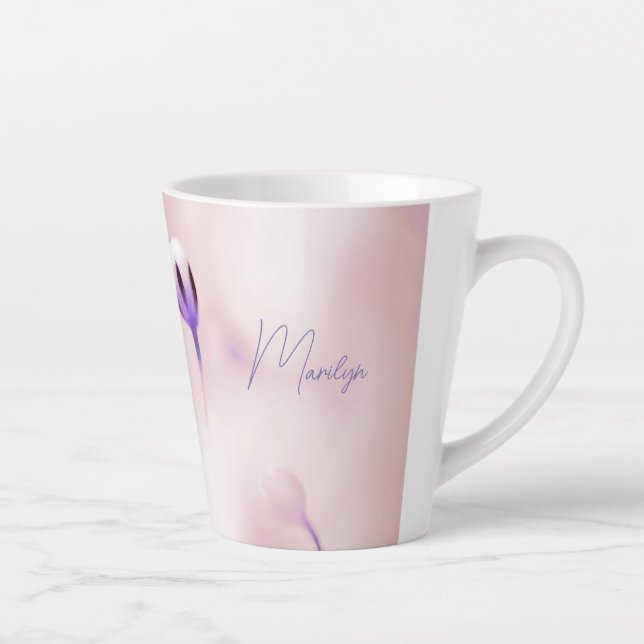 Soft Lilac Floral Print Small Latte Mug (Right)