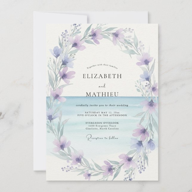 Soft Lilac Petal Wedding Invitation (Front)