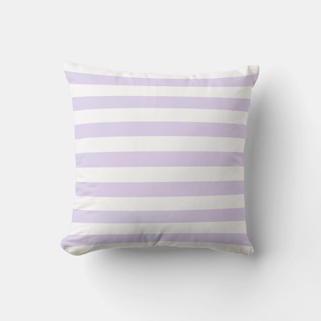 Soft Lilac Purple & White Lines Pattern Cushion (Front)