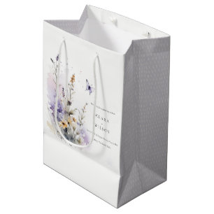 Soft Lilac Wildflower Butterfly Garden Wedding Medium Gift Bag