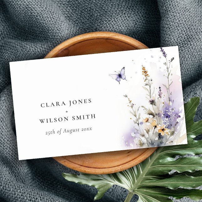 Soft Lilac Wildflower Butterfly Wedding Website Enclosure Card (Creator Uploaded)