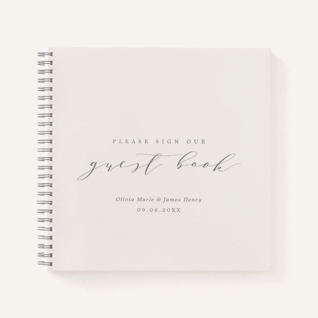 Soft Linen Ivory Wedding Guest Book (Front)