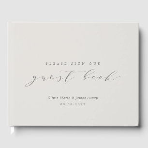 Soft Linen Modern Customisable Wedding Guest Book