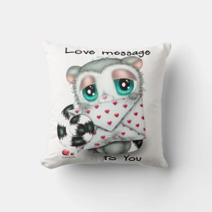 Soft Love Declaration by Message from cute Lemur Cushion