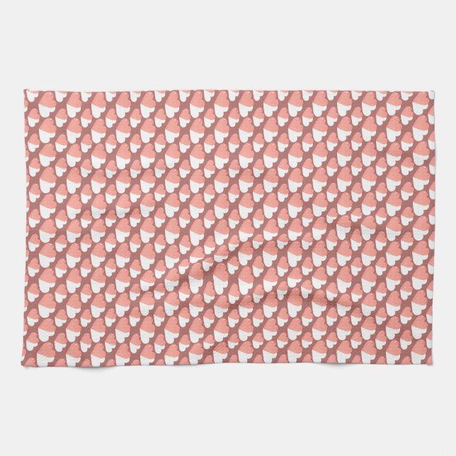 Soft Love – Hand-Drawn Hearts Pattern | Romantic V Tea Towel (Horizontal)