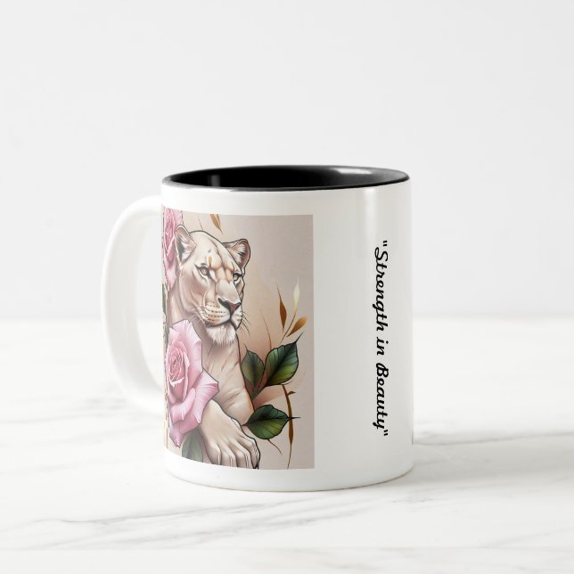 "Soft Luxury Bloom" Two-Tone Coffee Mug (Front Left)