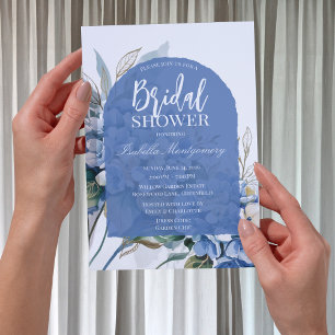 Soft Luxury Blue Floral Bridal Shower Invitation