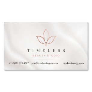 Soft Luxury Minimalist Rose Gold Beauty Branding Magnetic Business Card