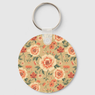 soft majestic dusty pink floral vintage pattern key ring