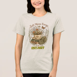 Soft Mama Energy Floral Cottagecore Mum T-Shirt    Tri-Blend Shirt