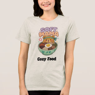 Soft Mama Kawaii Foodie Bear Design Tri-Blend Shirt