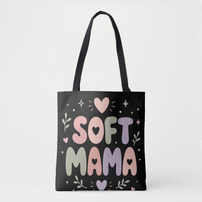 Soft Mama Pastel Typography Design Tote Bag (Front)