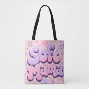 Soft Mama Retro Bubble Typography Tote Bag