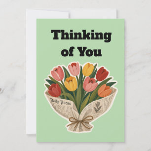 Soft Mama Tulip Bouquet Vintage Floral Art Print Thank You Card