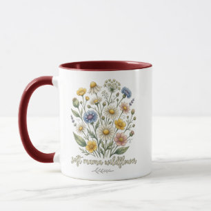 Soft Mama Wildflower Cursive Floral Design Mug