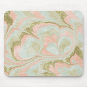 Soft Marble Swirl Pattern Mint, Coral and Olive Mouse Pad