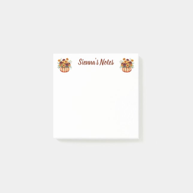 Soft Marigold Floral Name Post-it Notes (Front)