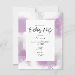 Soft Mauve Grey & White Abstract Brushstrokes Invitation
