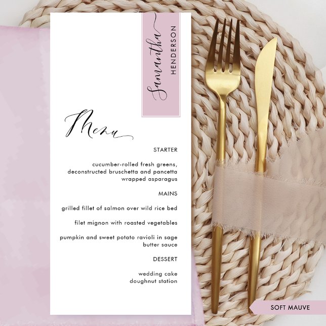 Soft Mauve, Personalised with Guest Name Chic Menu (Creator Uploaded)