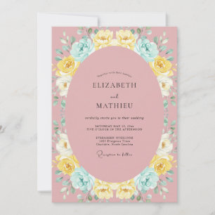 Soft Mauve Yellow Peony Wedding Invitation